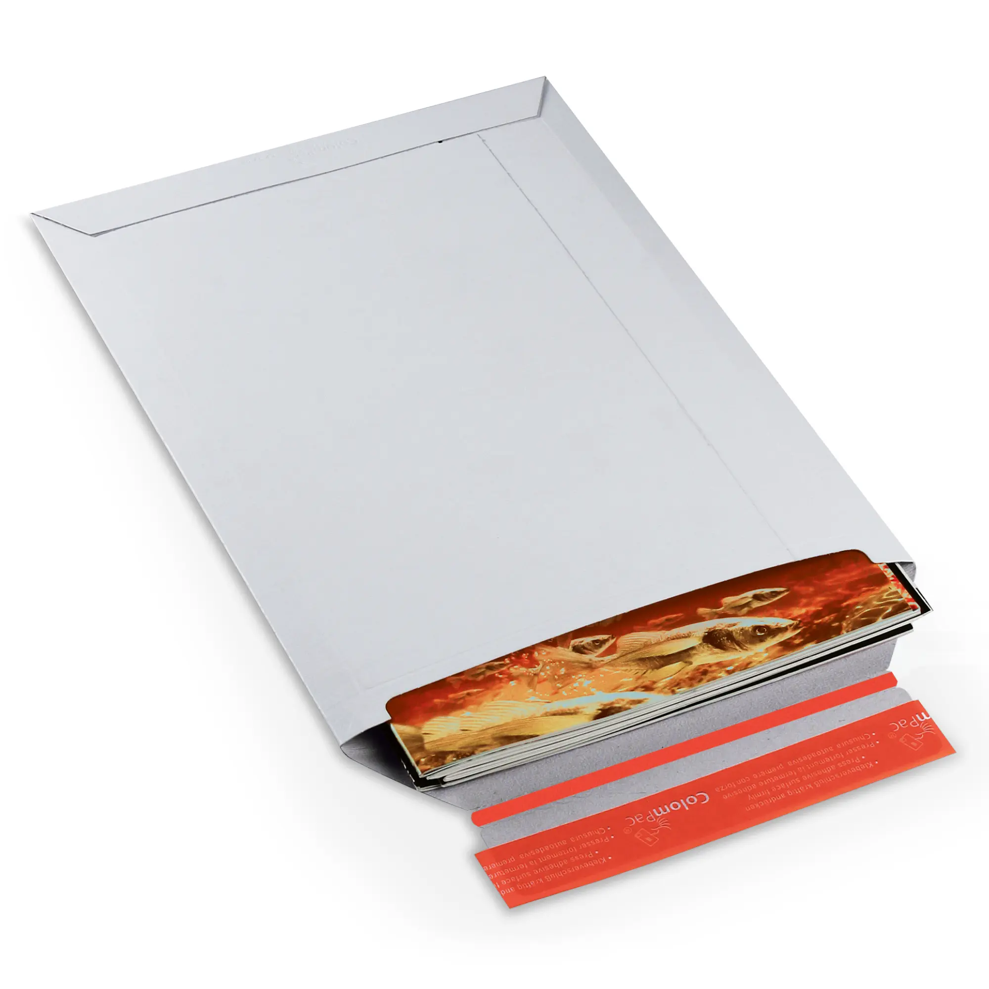 Versandtasche aus Vollpappe weiß 285x370x-30 mm